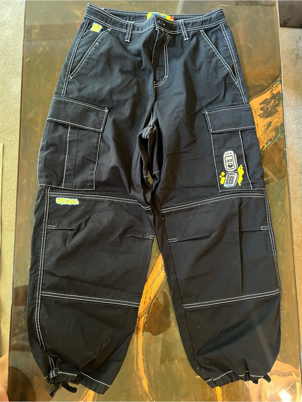 Empyre Black Cargo Pants with Yellow Accents